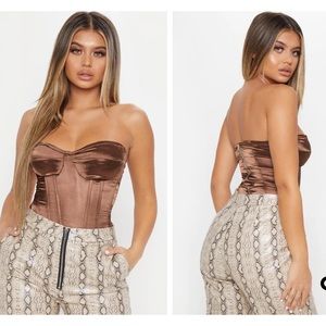 Pretty Little Thing  Chocolate Satin Corset